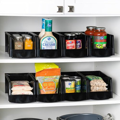 8-Pack, Medium Stackable Storage Bins, Black (Medium - 8 Pack / Black)