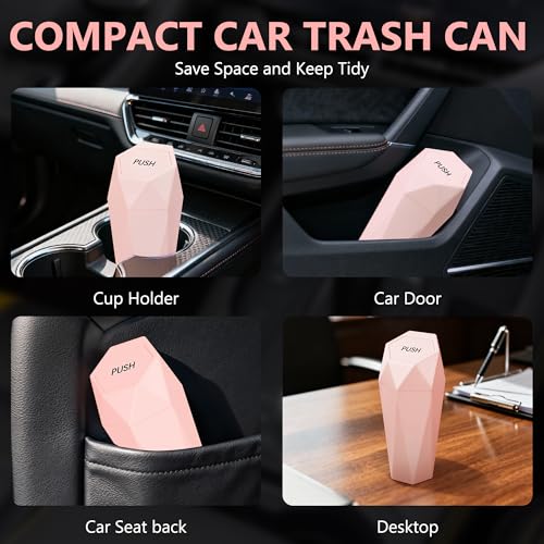 Car Trash Can with Lid (Pink-1Pcs)