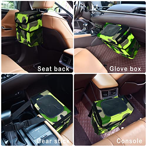 Cute Car Trash Can with Lid (Green Camo / 2 Gallons)