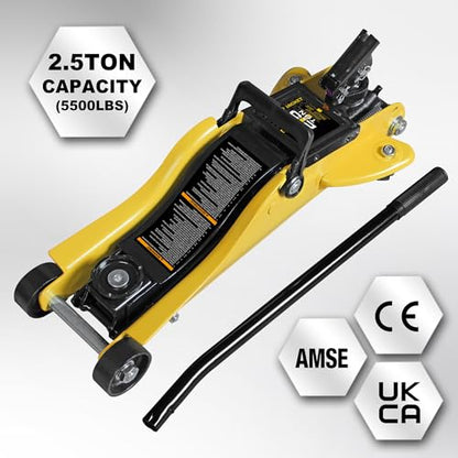 2.5 Ton Trolley Jack with Carrying Case Hydraulic Low Profile Floor Jack for Cars Lift with Single Piston Lift Pump (Steel / 2.5 ton with Case)