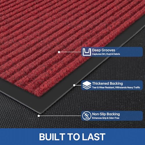 Front Door Mat (3' x 4' (Rectangular) / Red-stripe)