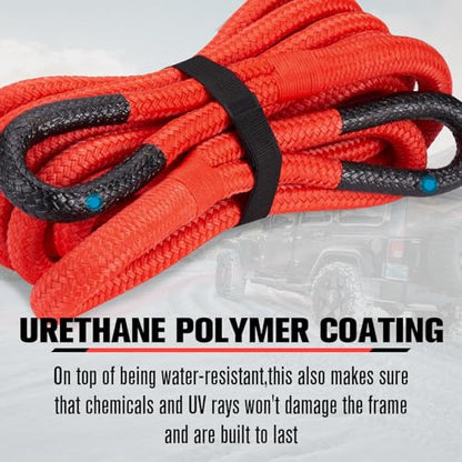 Kinetic Recovery Rope Kit with 2 Soft Shackles (Red / 7/8” x 20 FT)