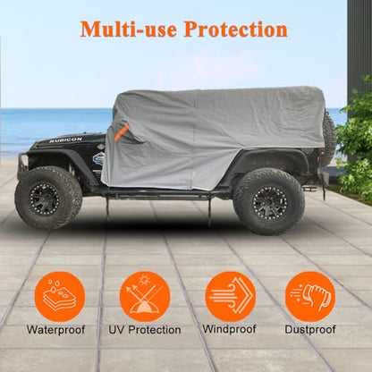 Waterproof Cab Cover for Jeep Wrangler JK JL 4 Door (Grey / Fit for Jeep Wrangler 4 Door)