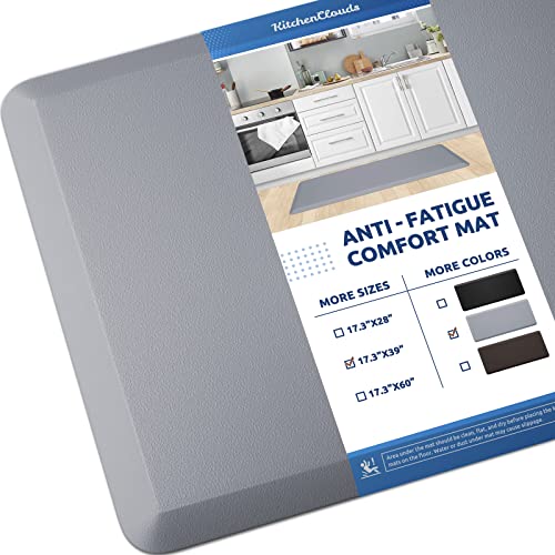 Kitchen Mat Cushioned Anti Fatigue Rug Standing and Comfort Floor Mats (Grey / 39"L x 17.3"W x 0.5"Th)