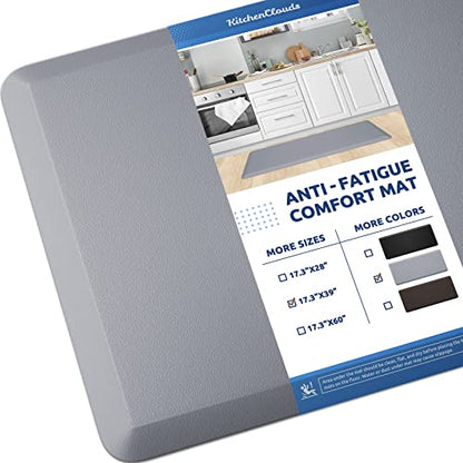 Kitchen Mat Cushioned Anti Fatigue Rug Standing and Comfort Floor Mats (Grey / 39"L x 17.3"W x 0.5"Th)