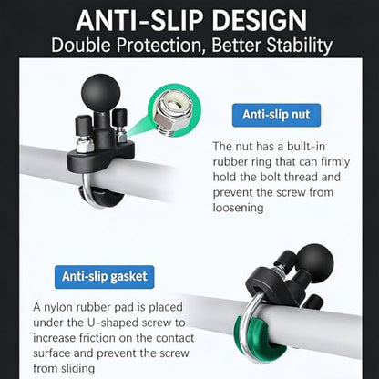 Tablet Mount Holder with U (U-bolt Base for Rails 0.5'' to 1.25'' in Diameter)