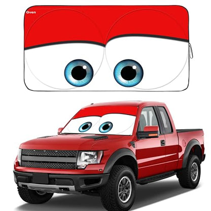 Truck Windshield Sun Shade for Car Windshield Cover Interior Front Window Shades Sun Visor Protector Blocks UV Rays Must (Red / X-Large (Universal Fit))