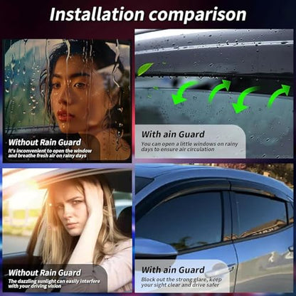 Outside Mount Window Visors Rain Guards for Honda Civic 4Dr Sedan 2012 (2012-2015)