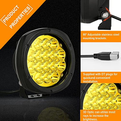 5 Inch Pair 160W Amber Round LED Offroad Lights 18800LM Amber Yellow OffRoad Lights Super Bright Amber Driving lights Fog Lights Waterproof IP68 Light Bar for Trucks Pickup 4x4 SUV ATV UTV (Amber / 5Inch)