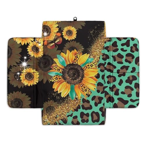 Sunflower Leopard Print Green Car Center Console Pad Comfortable Anti (Sunflower Leopard Print Green)