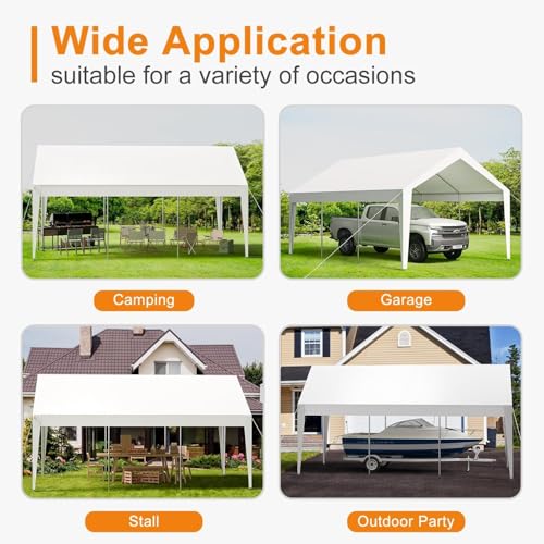 10x20ft Metal Carport with Leg Wrap (Gray / 10*20FT All-inclusive White)