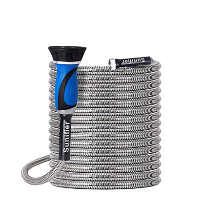 Metal Garden Hose 50 Ft With Hose Nozzle (50 Feet / Style A)