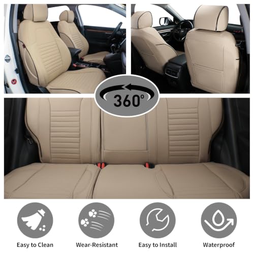 Car Accord LX Seat Covers 2023 (Beige / 2023-2026 LX,Solid No Split Rear Backrest)