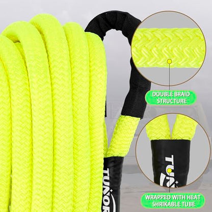 Kinetic Recovery Tow Rope Heavy Duty Offroad Snatch Strap for for Trucks SUV UTV ATV Tractor Car Jeep (1" x 30' / Green)