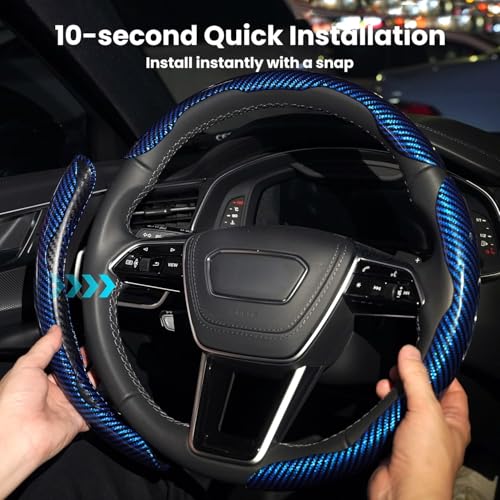 Carbon Fiber Steering Wheel Cover 3PCS Set (Black)