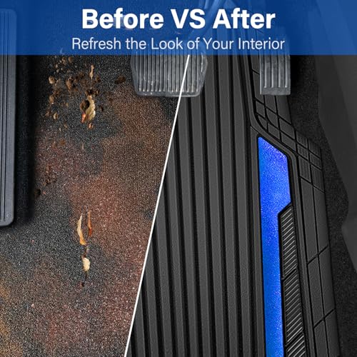 Heavy Duty Rubber Car Mats Metallic (Black Blue)