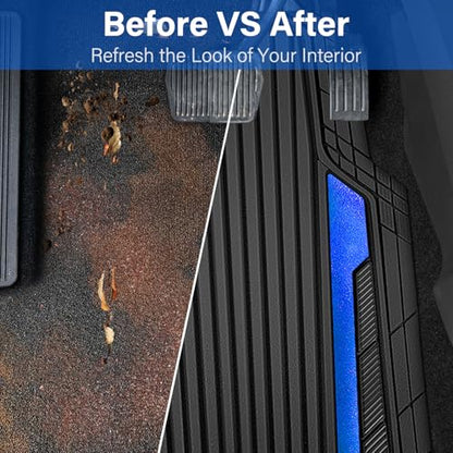 Heavy Duty Rubber Car Mats Metallic (Black Blue)