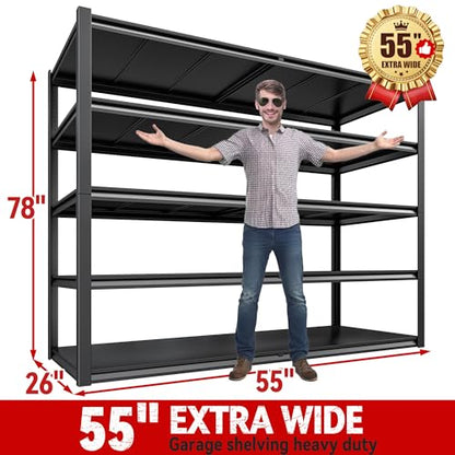 78" H Storage Shelves (5-Tier,55" W x 26" D x 78" H)