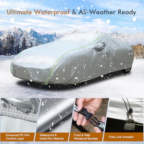 Light Shell Sport Car Cover Waterproof All Weather Fit for 173 (Silver / CM：for Coupe(Lenght 173"-182" ))