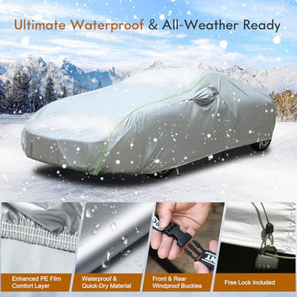 Car Cover Waterproof All Weather (Silver / CS：for Coupe(Lenght 167"-172"))