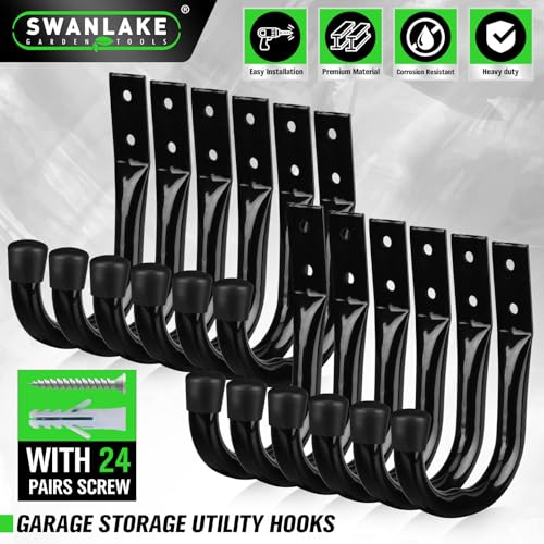Heavy Duty Garage Storage Hooks (12-Piece Black)