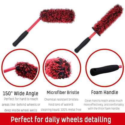 Microfiber Wheel Brush Kit (5-Pack / Red/Black)