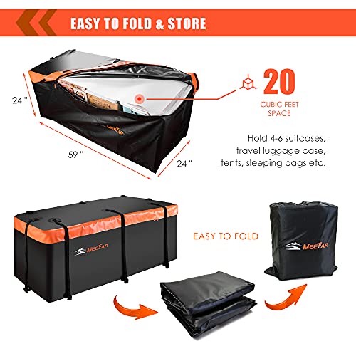 Hitch Mount Cargo Carrier Bag 100% Waterproof 19.7 Cubic Feet Luggage Rack (19 Cubic Feet)