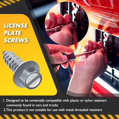 Upgraded】 100 Pcs License Plate Mounting Screws for Car Dealers #14 x 3