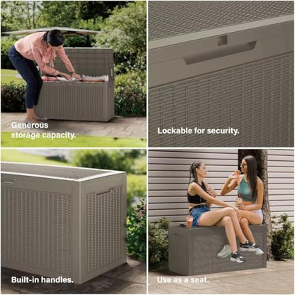 270 Gallon Outdoor Storage Box Patio Deck Box Waterproof (Grey / 270 Gallon)