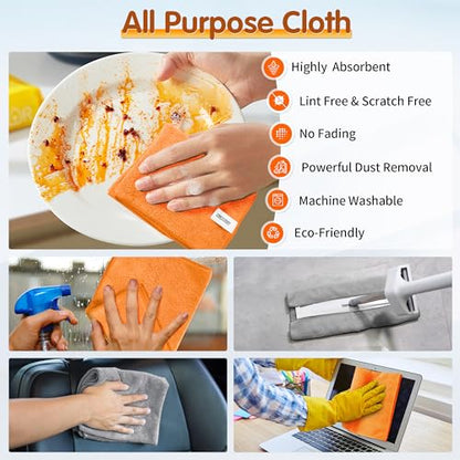 Microfiber Cleaning Cloth (12pk / Grey&orange)