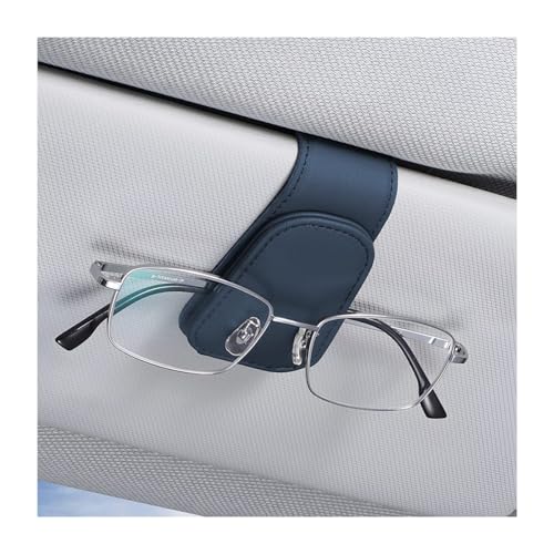 Sunglasses Holders for Car Sun Visor (1 Pack / Blue/Leather)