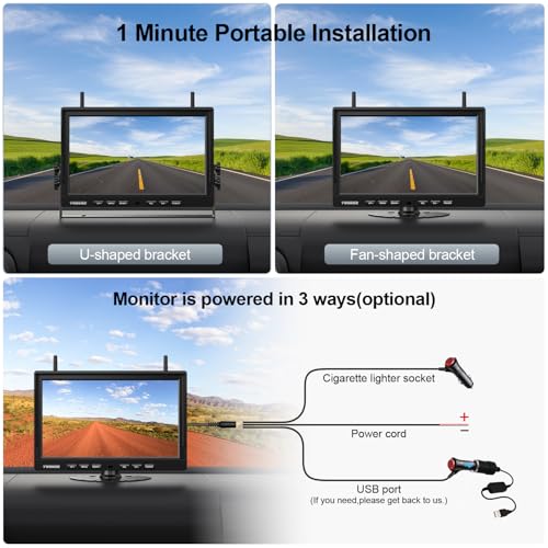 Magnetic Wireless Backup Camera (Arctic Black / 10 inches 3-Camera)