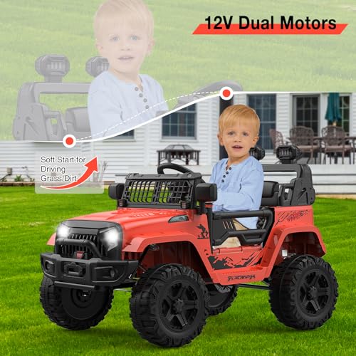 12V Kids Electric Ride On Truck Car w (Red)
