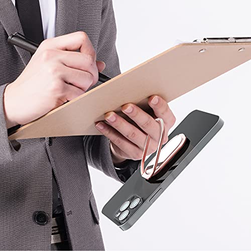 Phone Holder Foldable Phone Stand Phone Ring Holder Finger Kickstand 360° Rotation Cell Phone Stand Metal Phone Grip for Magnetic Car Mount Sticky Phone Grip Compatible with Most Smartphones (Rose Gold)