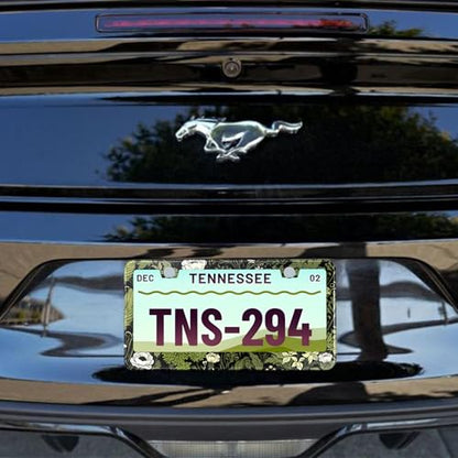 2 Pcs Sage Green Floral License Plate Frame Plant Flowers Stainless Steel License Plate Frames Holder Covers Auto Parts Decoration with Screws License Plate Holder for Car Accessories 12x6 Inch (Sage green plant floral)