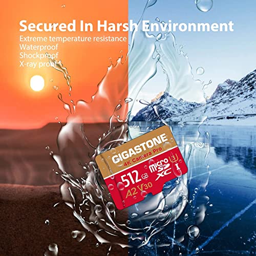 5 Yrs Free Data Recovery】 GIGASTONE 512GB Micro SD Card (512GB 4K Camera Pro 1-Pack)