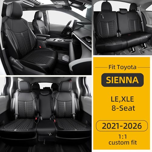 Custom Sienna Seat Covers for 2021 (Black Luxe / 8-Seat)