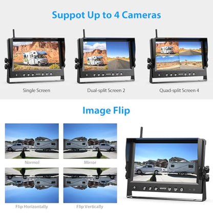 3 Magnetic Solar Wireless Backup Camera System (9"-3 Cam)