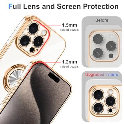 Designed for iPhone 15 Pro Case with Ring Stand Slim White (White / 6.1'' iPhone 15 Pro)