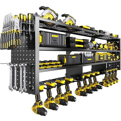 49" W Large Power Tool Organizer Wall Mount (12 Slots-4 Layers)