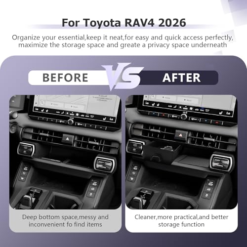 for 2026 RAV 4 Accessories Compatible with 2026 RAV 4 Center Console Organizer Armrest Console Secondary Storage Box Insert Tray & Center Console Wireless Charging Mat ABS Material Black 2