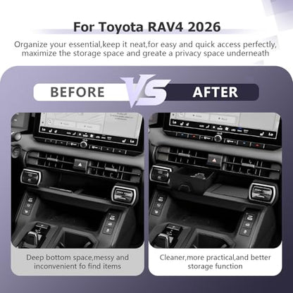 for 2026 RAV 4 Accessories Compatible with 2026 RAV 4 Center Console Organizer Armrest Console Secondary Storage Box Insert Tray & Center Console Wireless Charging Mat ABS Material Black 2