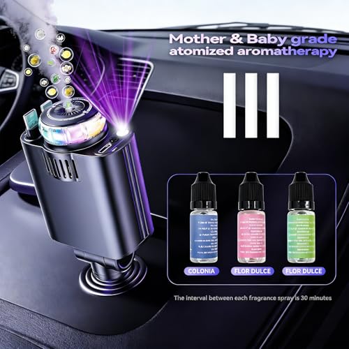 Smart Retractable Car Charger 69W USB C Fast Charge Air Freshener Starlight (Black)
