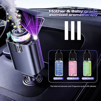 Smart Retractable Car Charger 69W USB C Fast Charge Air Freshener Starlight (Black)