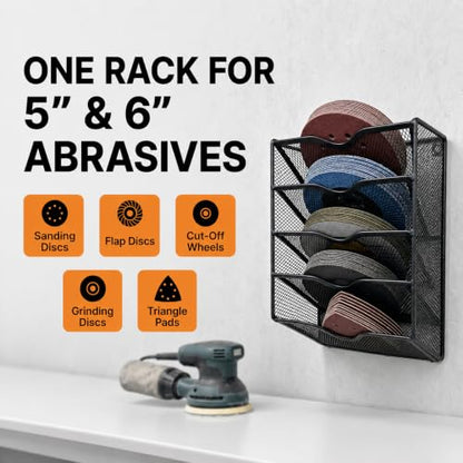 Sandpaper Organizer for 5 & 6 Inch Sanding Discs (Black)