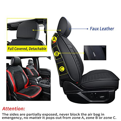 F150 Faux Leather Seat Covers Fit for 2015 ((2015-2026) Front Pair / Black)