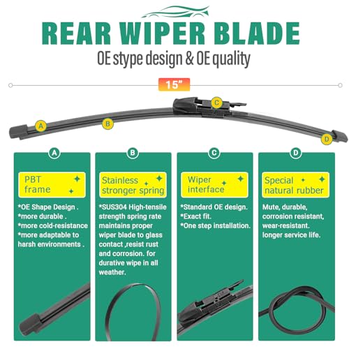 Windshield Wiper Blades Replacement for Porsche Macan 2015 (24"+20"+15")