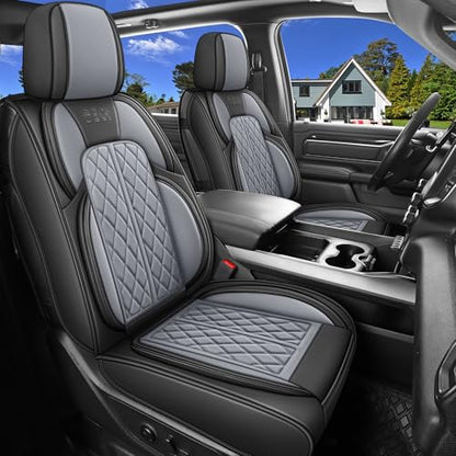Car Seat Cover Custom Fit for Dodge Ram 1500 2500 3500 2002 (Black & Grey / Full Set (Flat Rear))