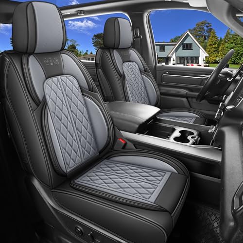 Car Seat Cover Custom Fit for Dodge Ram 1500 2500 3500 2002 (Black & Grey / Front Seat(Pair))