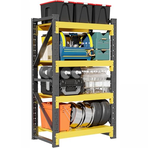 4 Tier Storage Shelves (Black&yellow / 48"W*20"D*79"H)